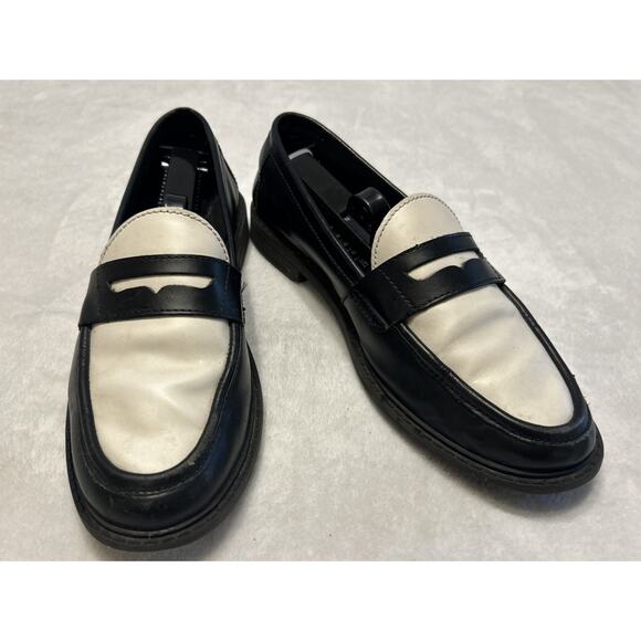 Cole Haan Women’s Shoes Size 7.5 B Black White Pinch Loafers Penny Slip On - Picture 1 of 9